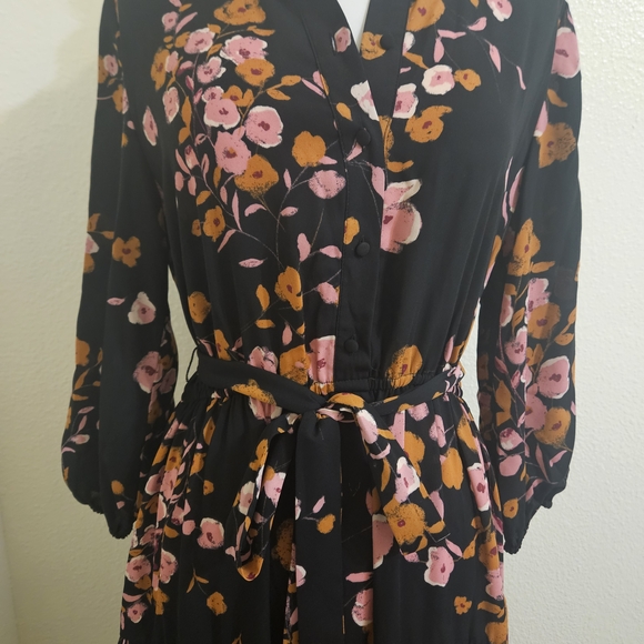Nanette Lepore Black Dress with Pink and Orange Floral - Picture 11 of 11
